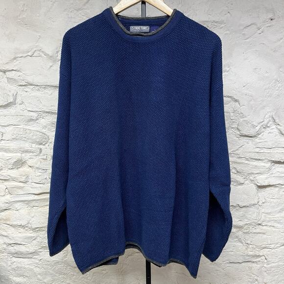 Structure Roll neck Sweater Cotton Ramie Textured Fisherman Boxy Vintage 90s y2k - Picture 1 of 6